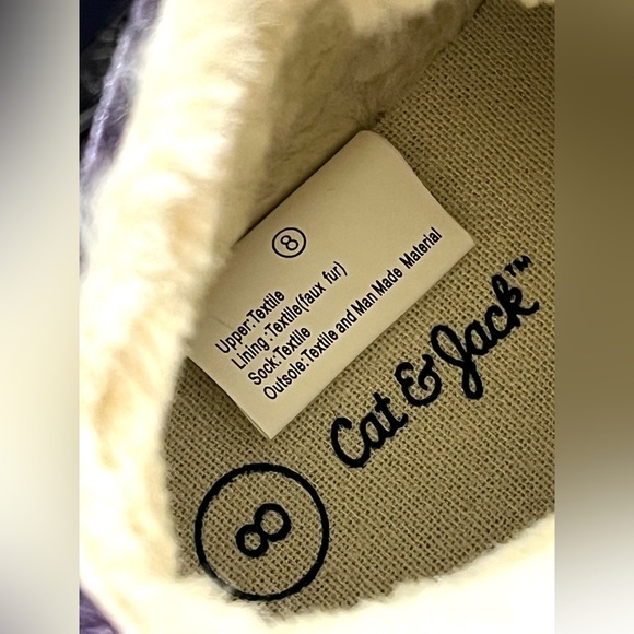 Cat & Jack Kids Purple Velvet with Faux Fur High-Top Velcro Sneakers Size 8 NWT - Picture 8 of 10